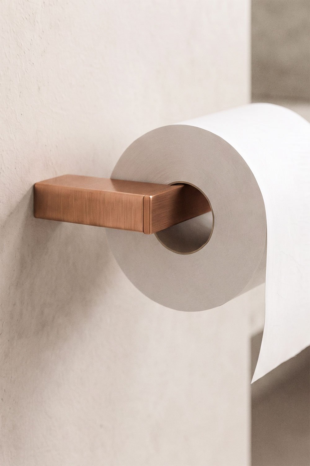 Porte-papier toilette en acier inoxydable or rose brossé Olvam, image de la galerie 2