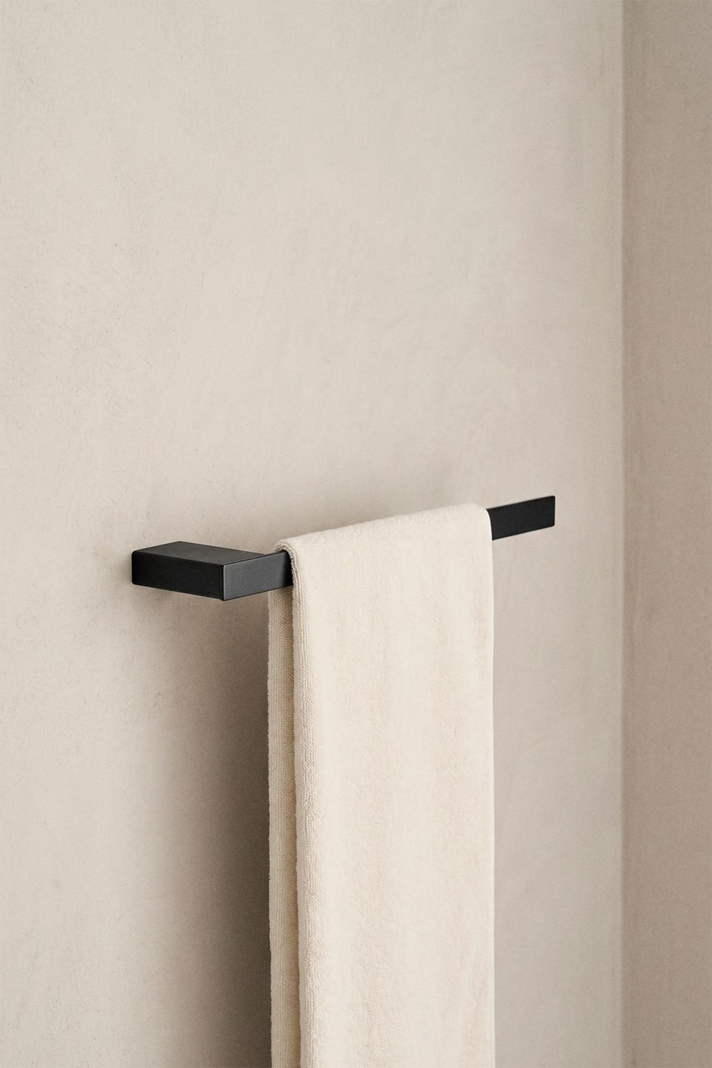 Porte-serviettes mural avec barre 30 cm pour salle de bain en acier inoxydable noir mat Olvam, image de la galerie 1