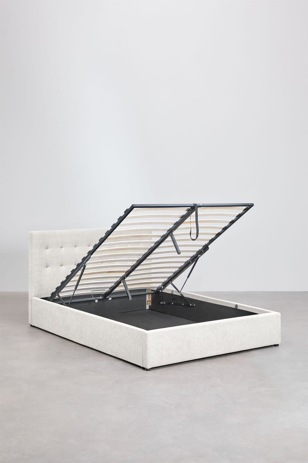 Lit avec coffre de rangement tapissée Abiel, image de la galerie 4