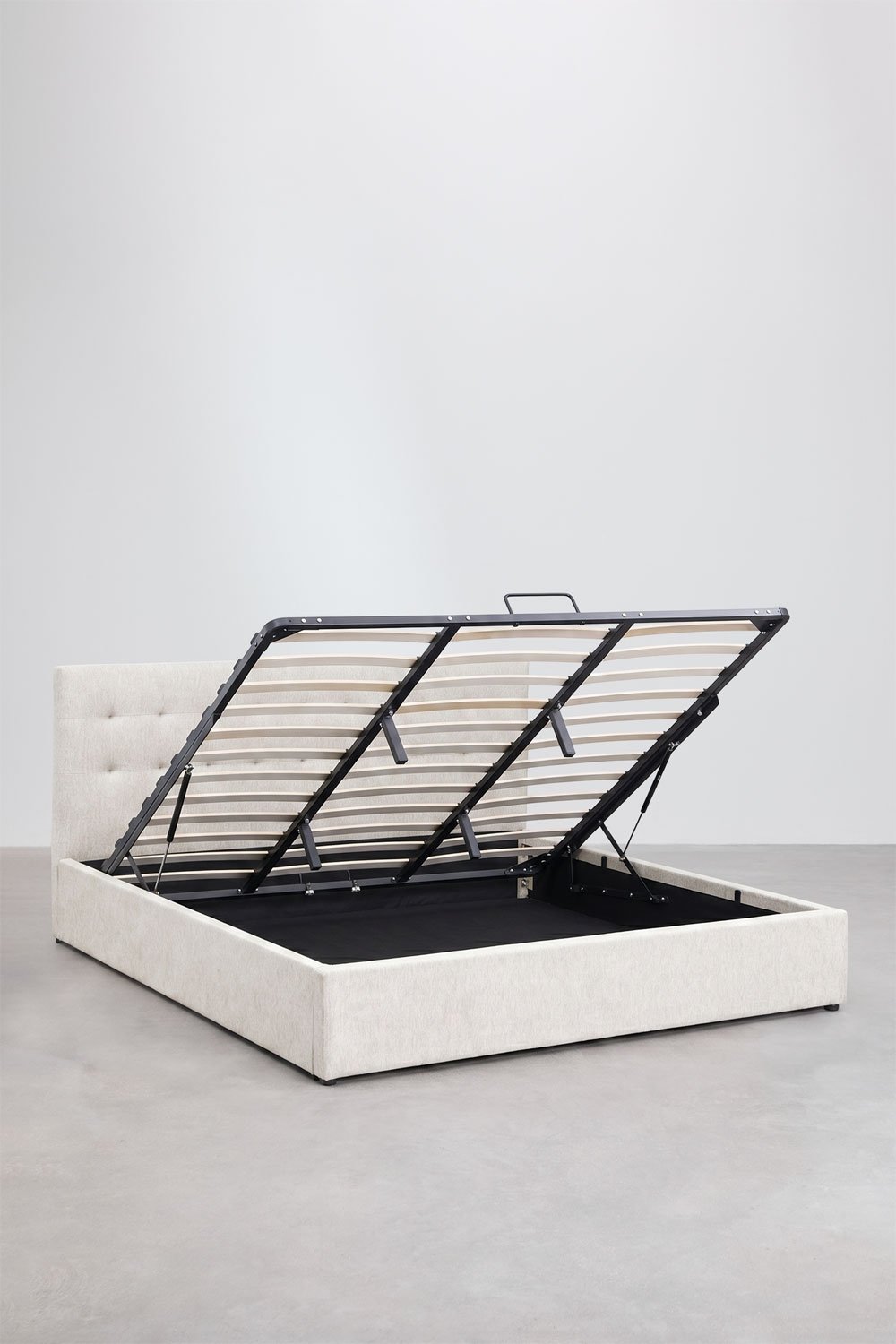 Lit avec coffre de rangement tapissée Abiel, image de la galerie 4