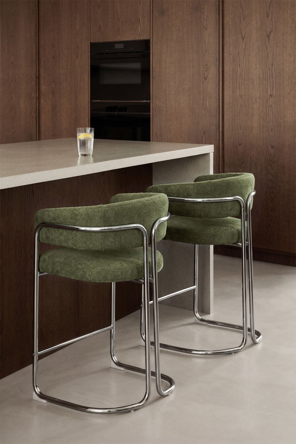 Tabouret haut avec dossier rembourré et en fer Zantria, image de la galerie 1