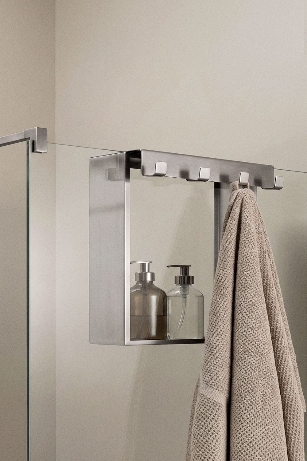Étagère de douche suspendue en acier inoxydable gris brossé Elaria, image de la galerie 1
