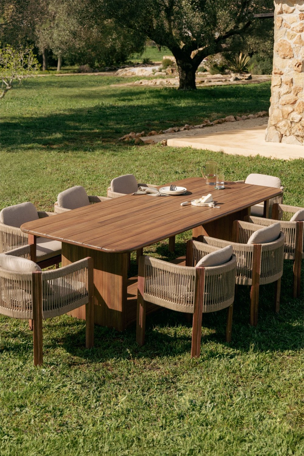 Table de jardin rectangulaire 265x120 en bois d'acacia Siena, image de la galerie 1