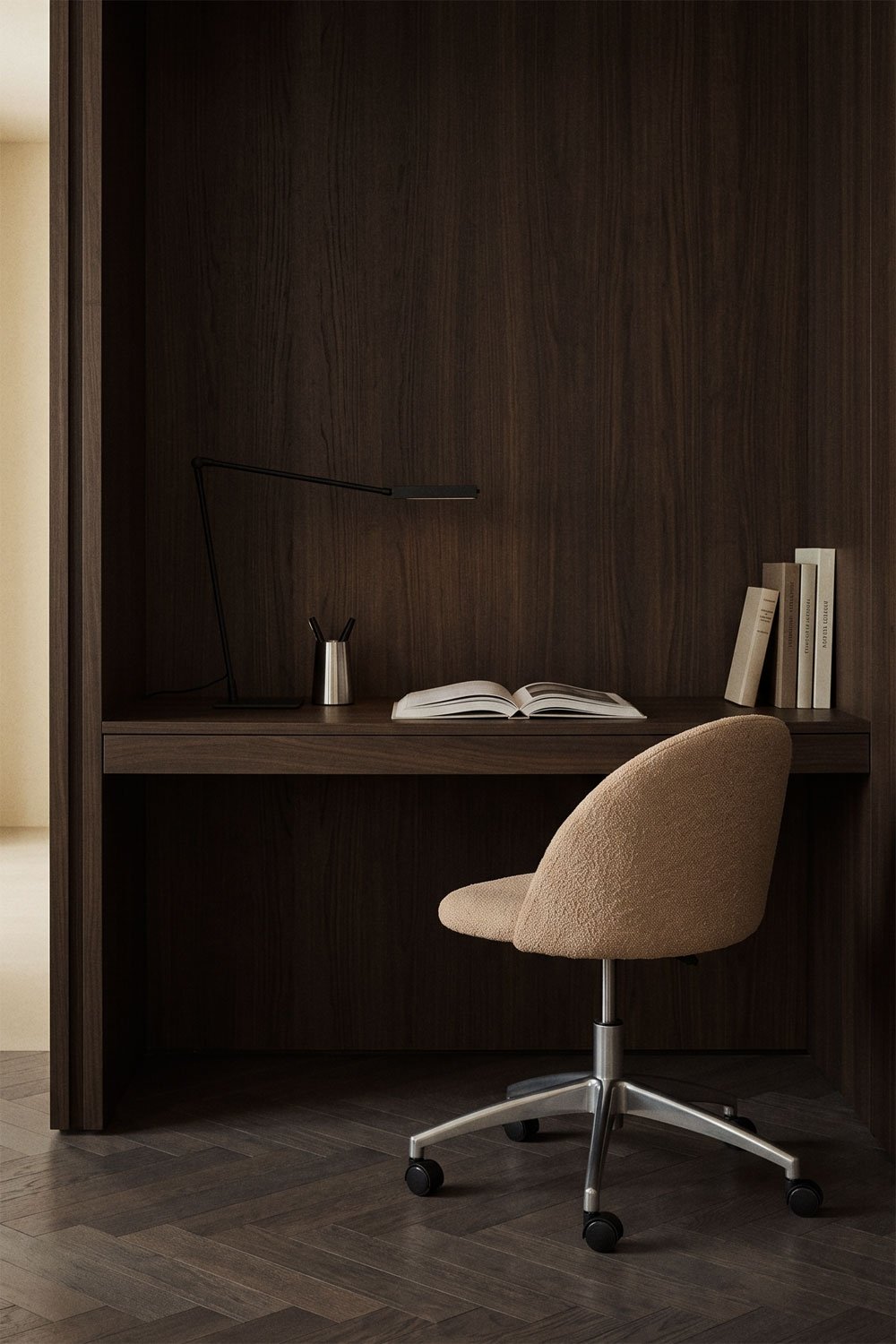 Chaise de bureau à roulettes tapissée Kana, image de la galerie 1