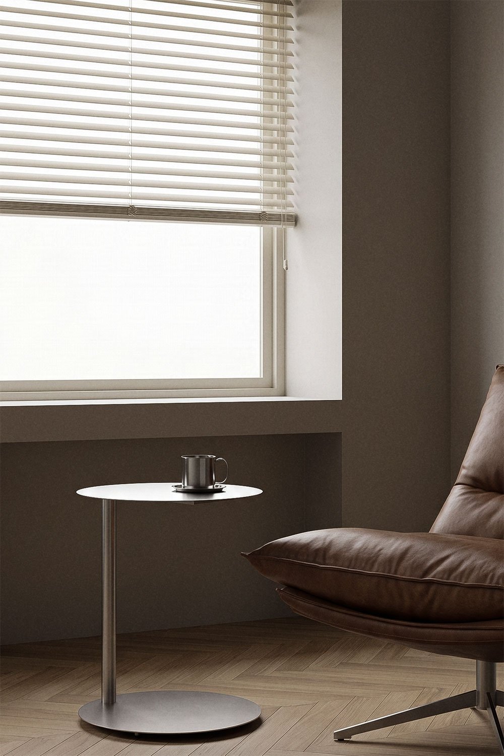 Table d'appoint ronde Ø40 cm en acier inoxydable Geninda, image de la galerie 1