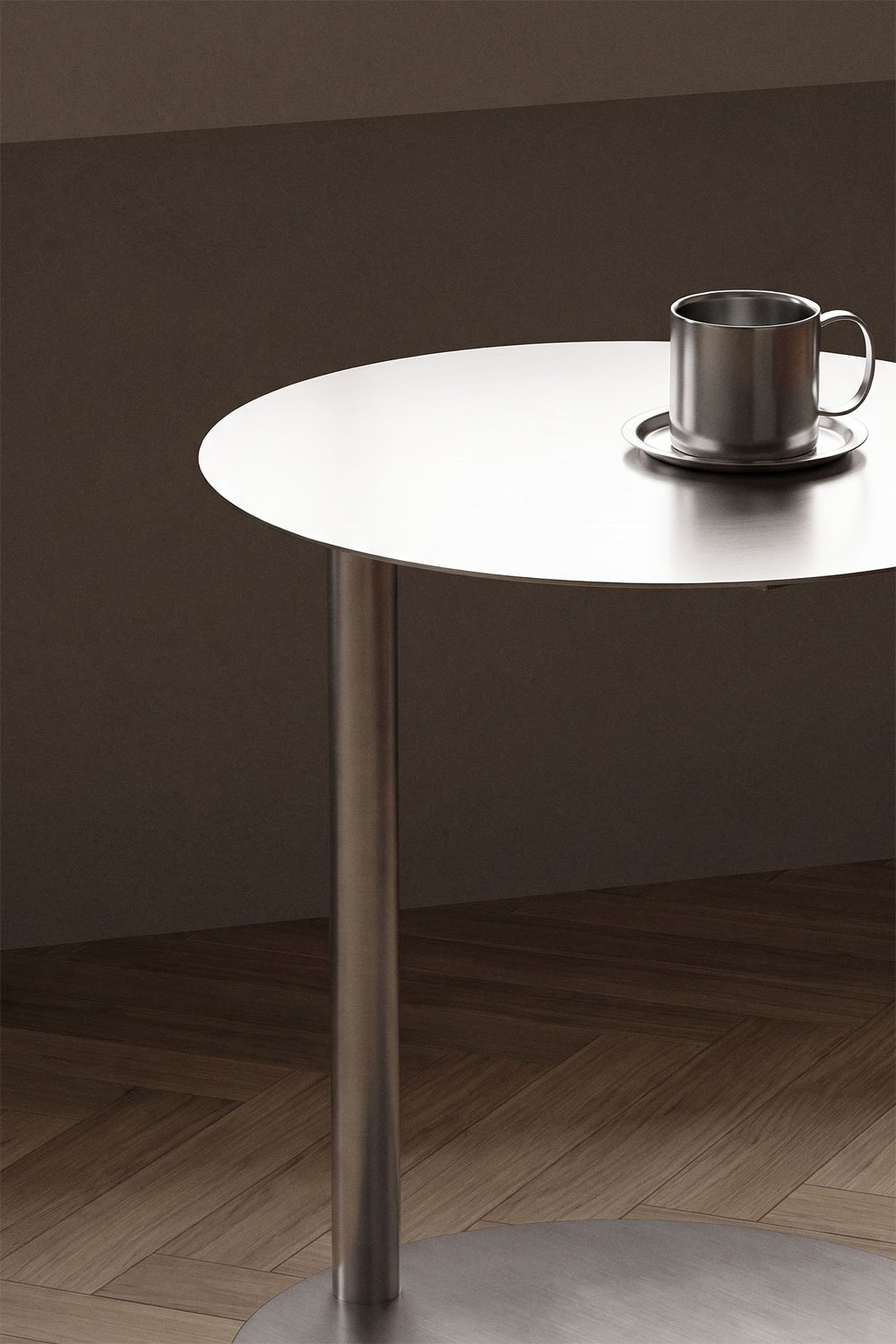 Table d'appoint ronde Ø40 cm en acier inoxydable Geninda, image de la galerie 2
