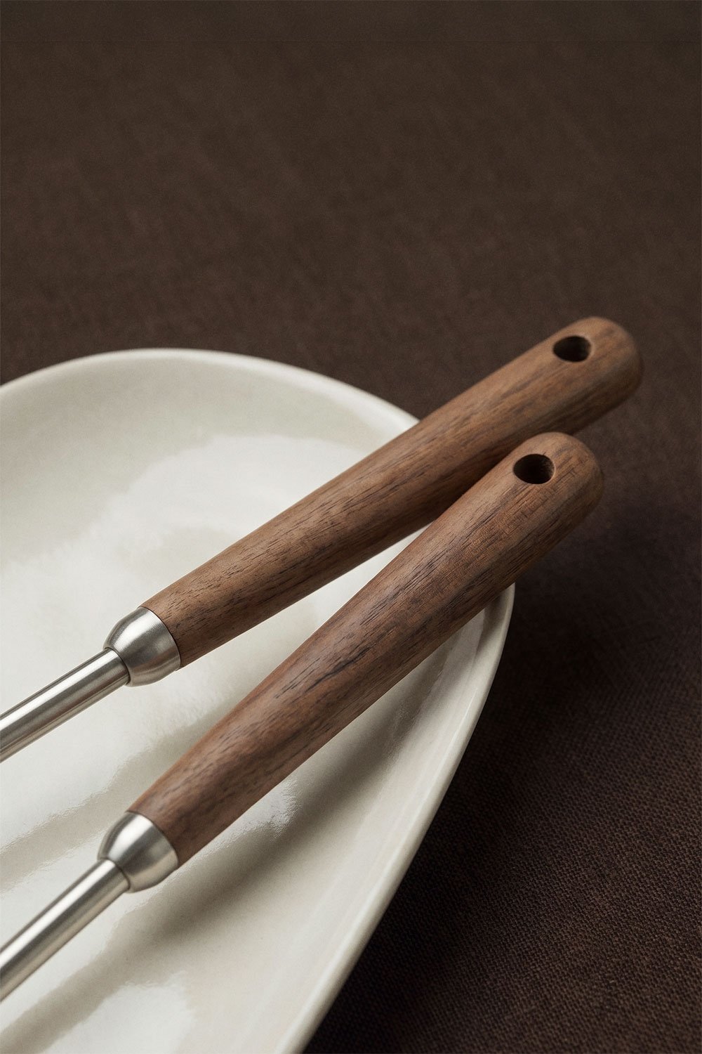 Set d'écumoire et de louche en acier inoxydable et bois d'acacia Genrubin, image de la galerie 2