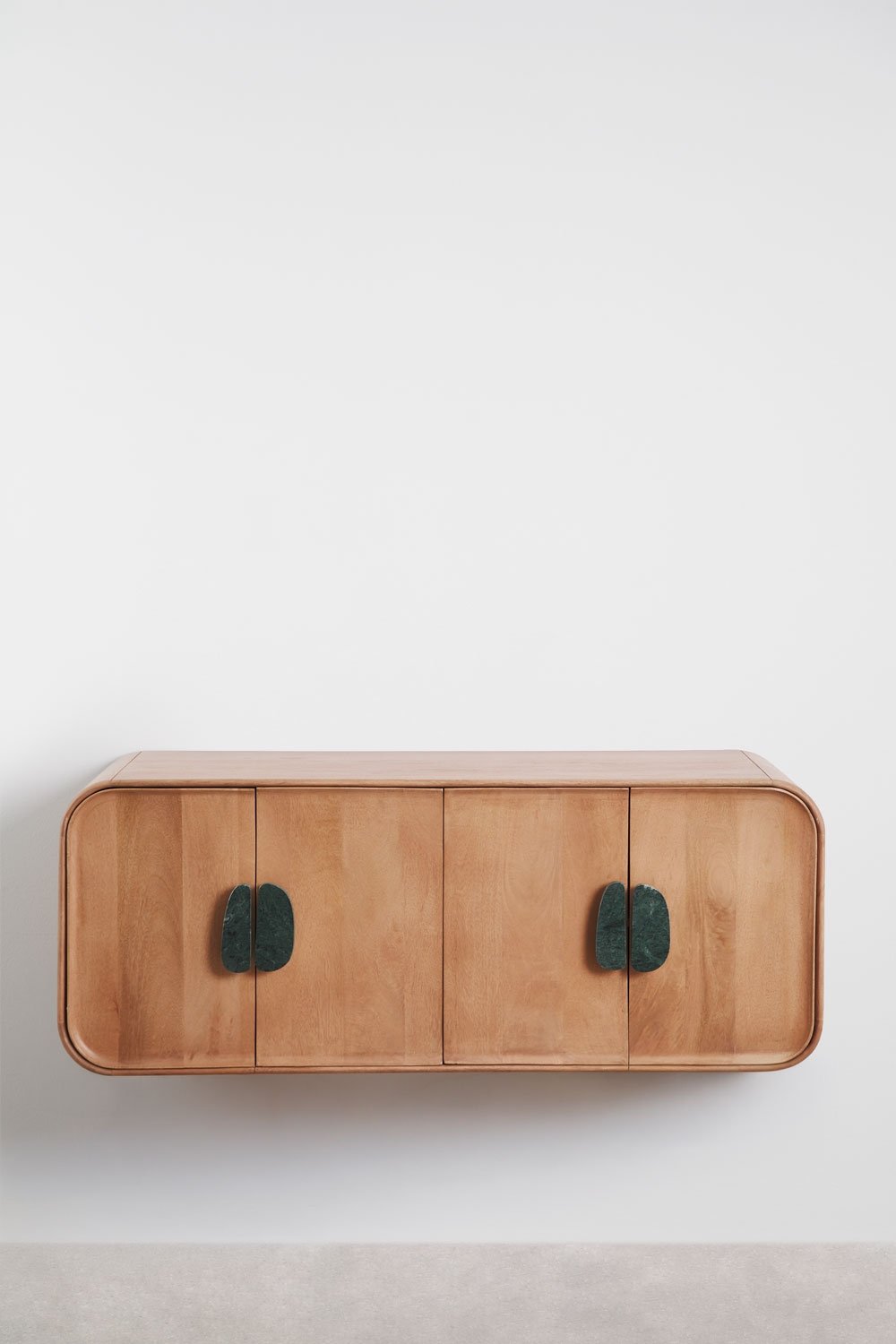 Ensemble meuble de salle de bain double suspendu 130x45 cm en bois de manguier et pierre naturelle Kivalina, image de la galerie 3