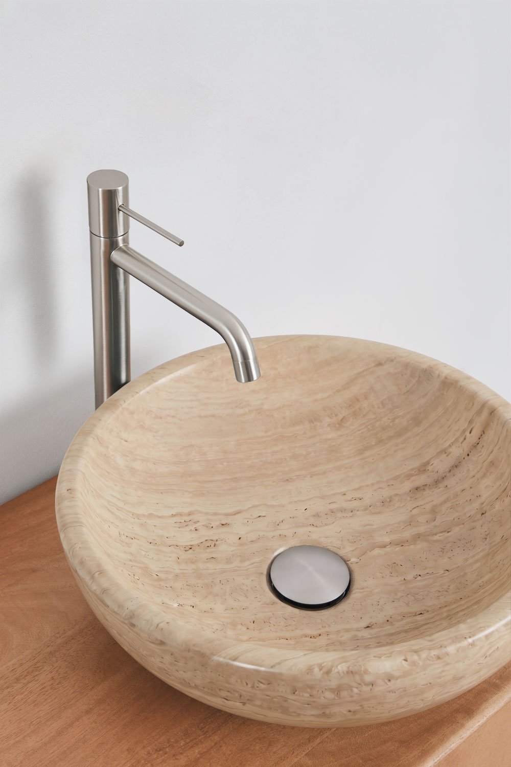 Ensemble meuble de salle de bain double suspendu 130x45 cm en bois de manguier et pierre naturelle Kivalina, image de la galerie 5