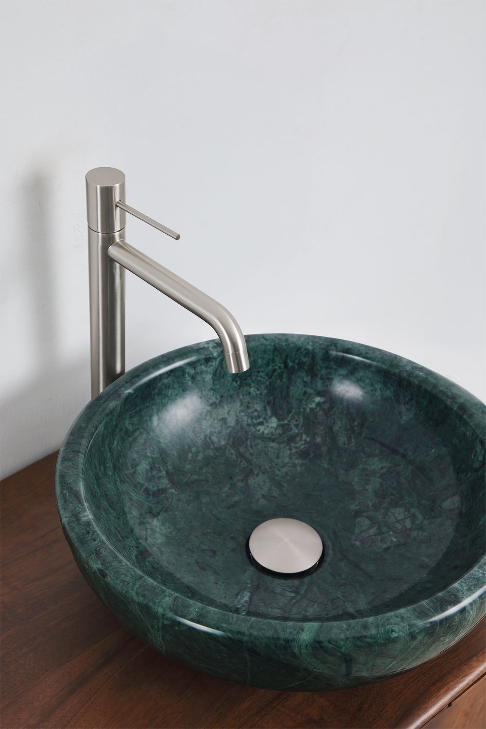 Ensemble meuble de salle de bain double suspendu 130x45 cm en bois de manguier et pierre naturelle Kivalina, image de la galerie 6