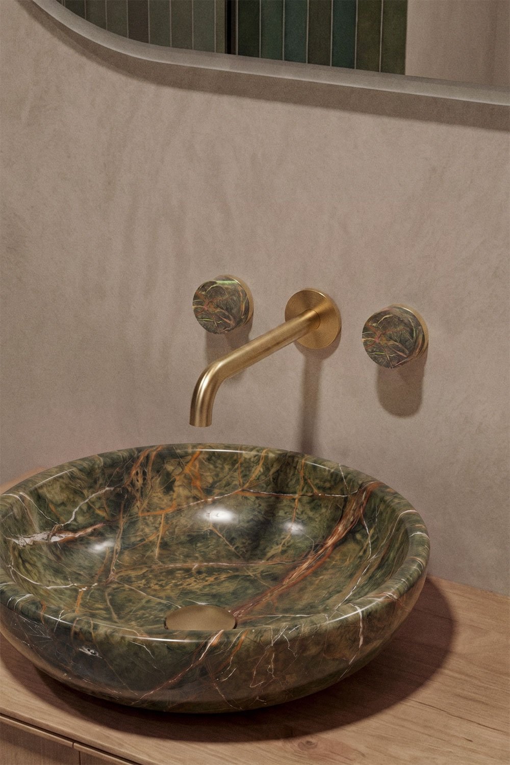 Robinet de lavabo encastré en laiton et pierre naturelle Gilstoin, image de la galerie 1