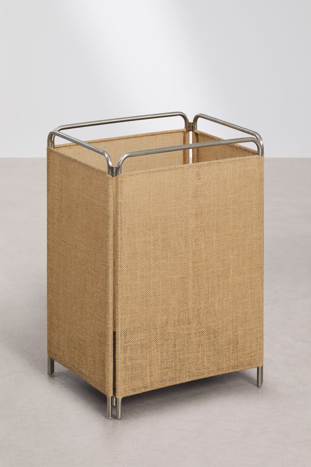 Panier à linge pliable en acier inoxydable et jute Daremi, image de la galerie 3