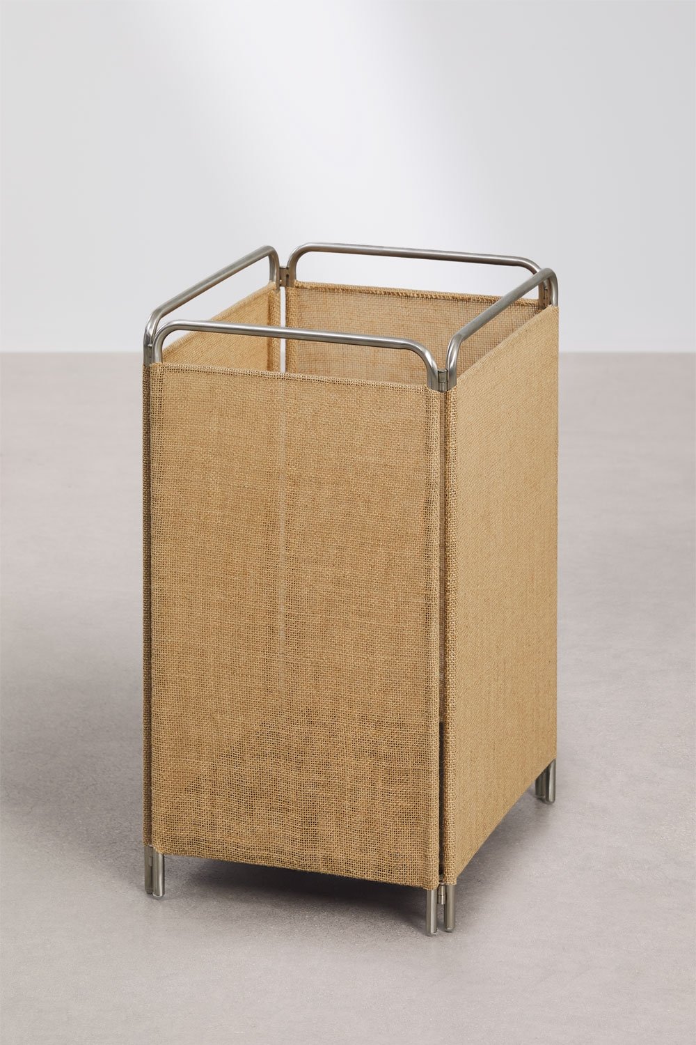 Panier à linge pliable en acier inoxydable et jute Daremi, image de la galerie 4