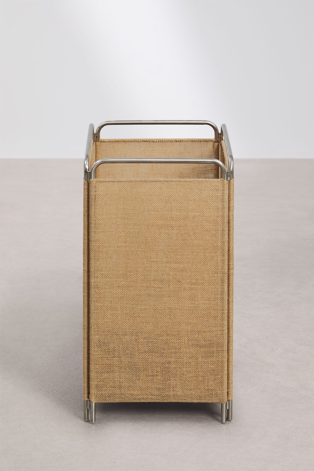 Panier à linge pliable en acier inoxydable et jute Daremi, image de la galerie 5