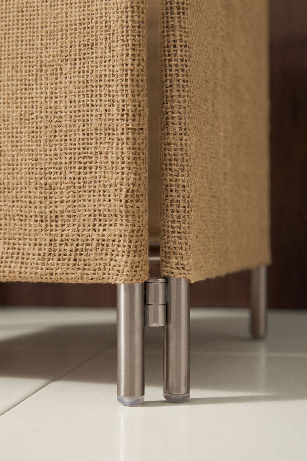 Panier à linge pliable en acier inoxydable et jute Daremi, image de la galerie 2