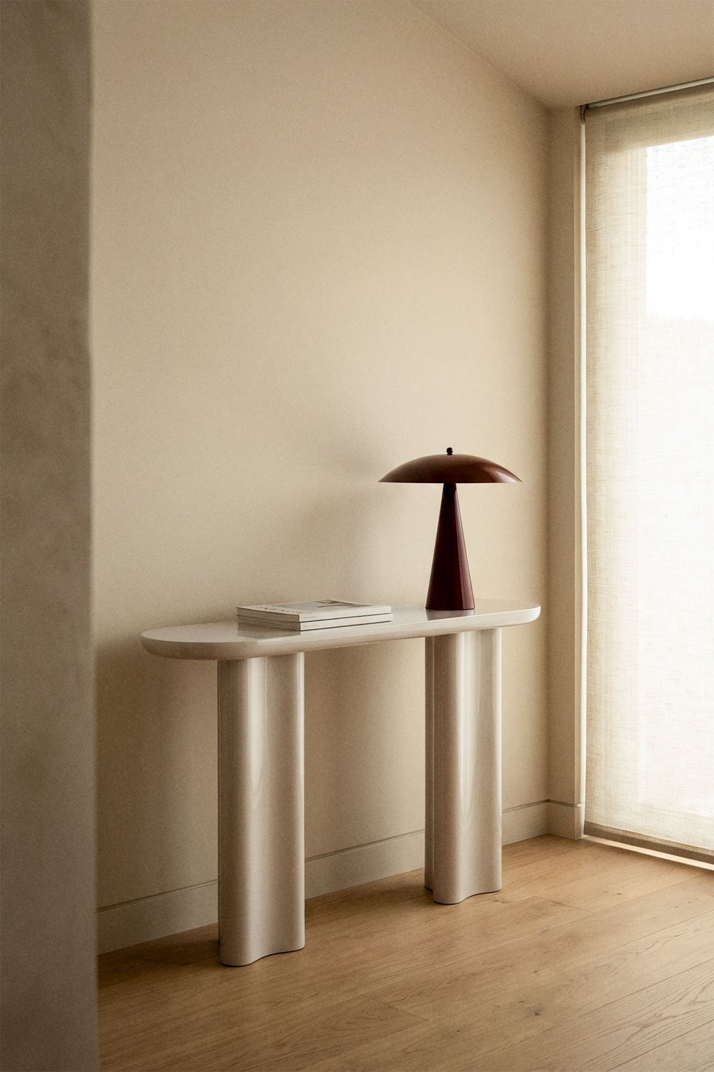 Console d'entrée ovale 120x35 cm en MDF Breoniz, image de la galerie 1