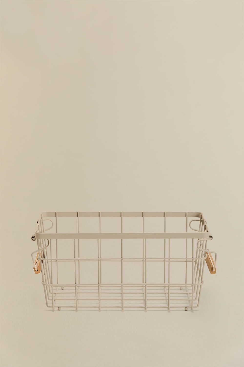 Panier de rangement en fer et bois de caoutchouc Ainela, image de la galerie 5