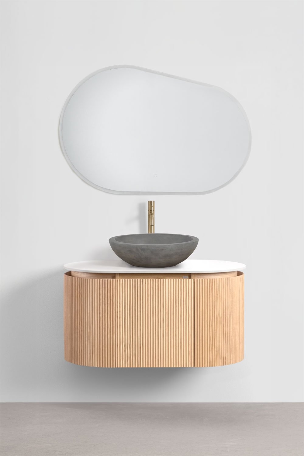 Ensemble de meuble de salle de bain suspendu 90x50 cm en bois Carsone, image de la galerie 2