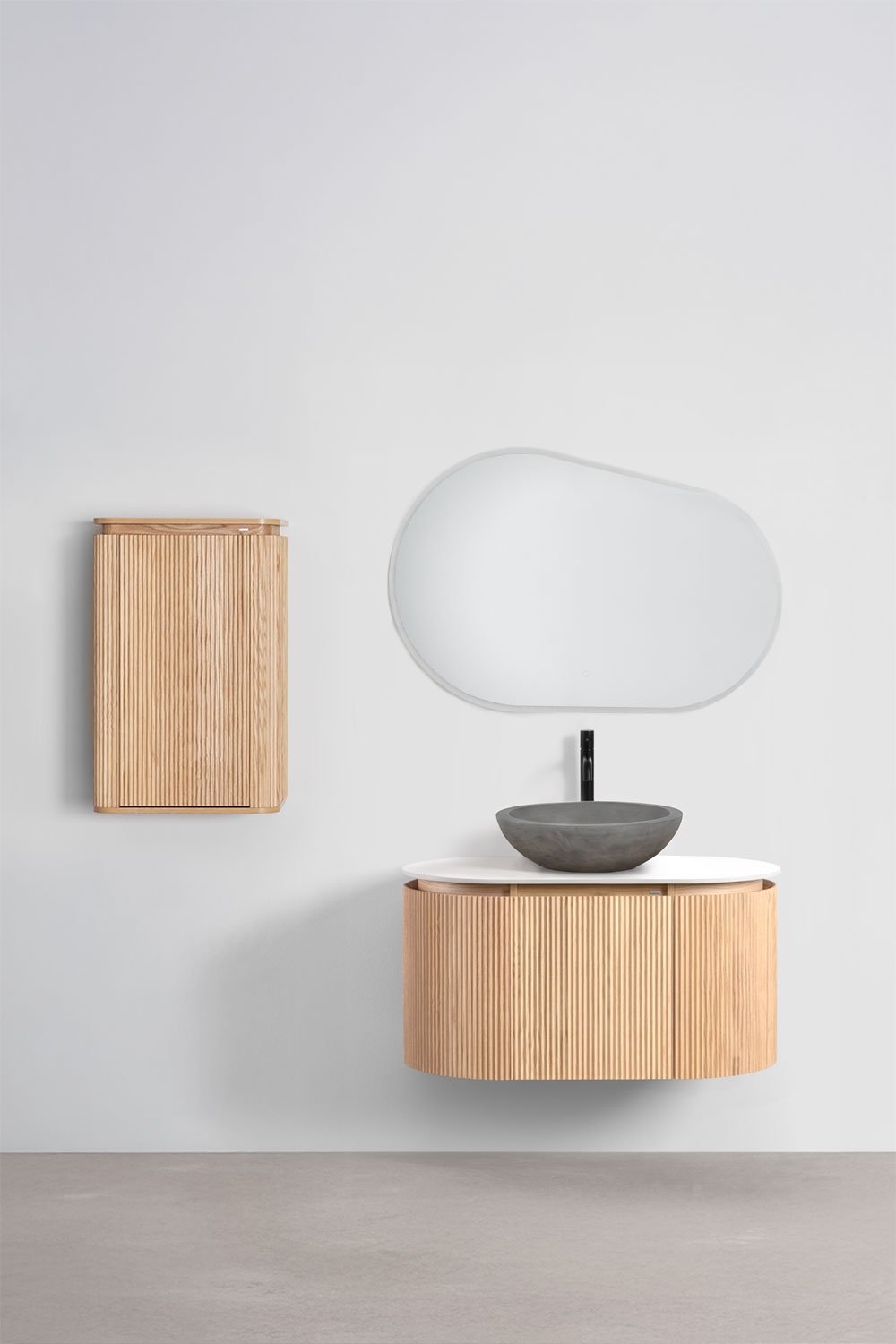 Ensemble de meuble de salle de bain suspendu 90x50 cm en bois Carsone, image de la galerie 2