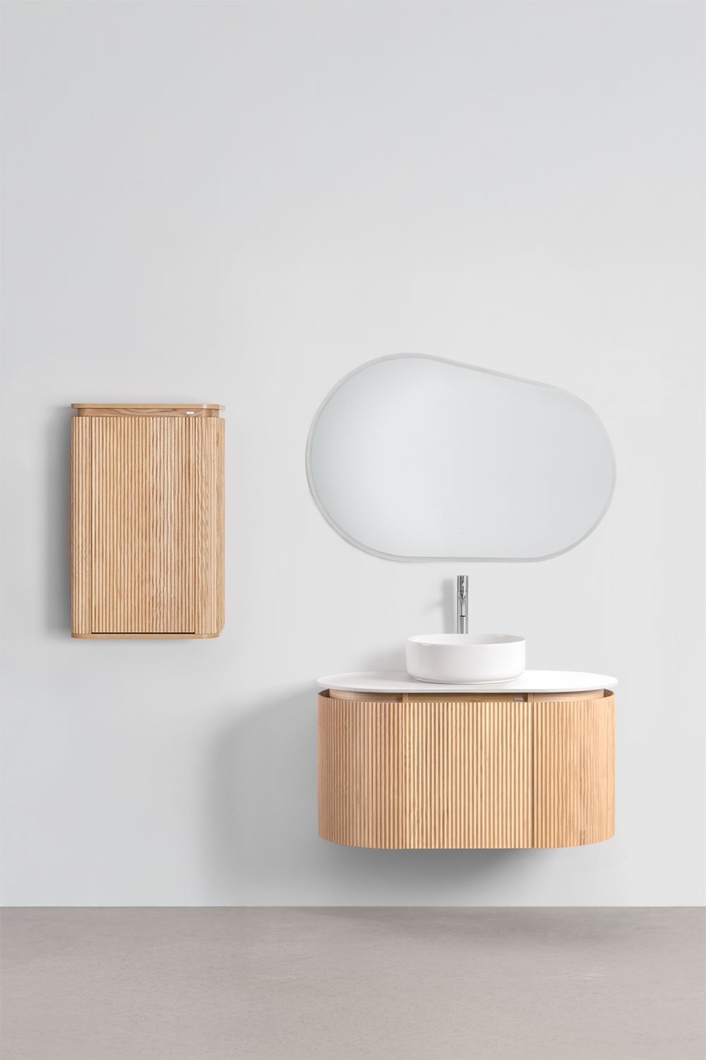 Ensemble de meuble de salle de bain suspendu 90x50 cm en bois Carsone, image de la galerie 2