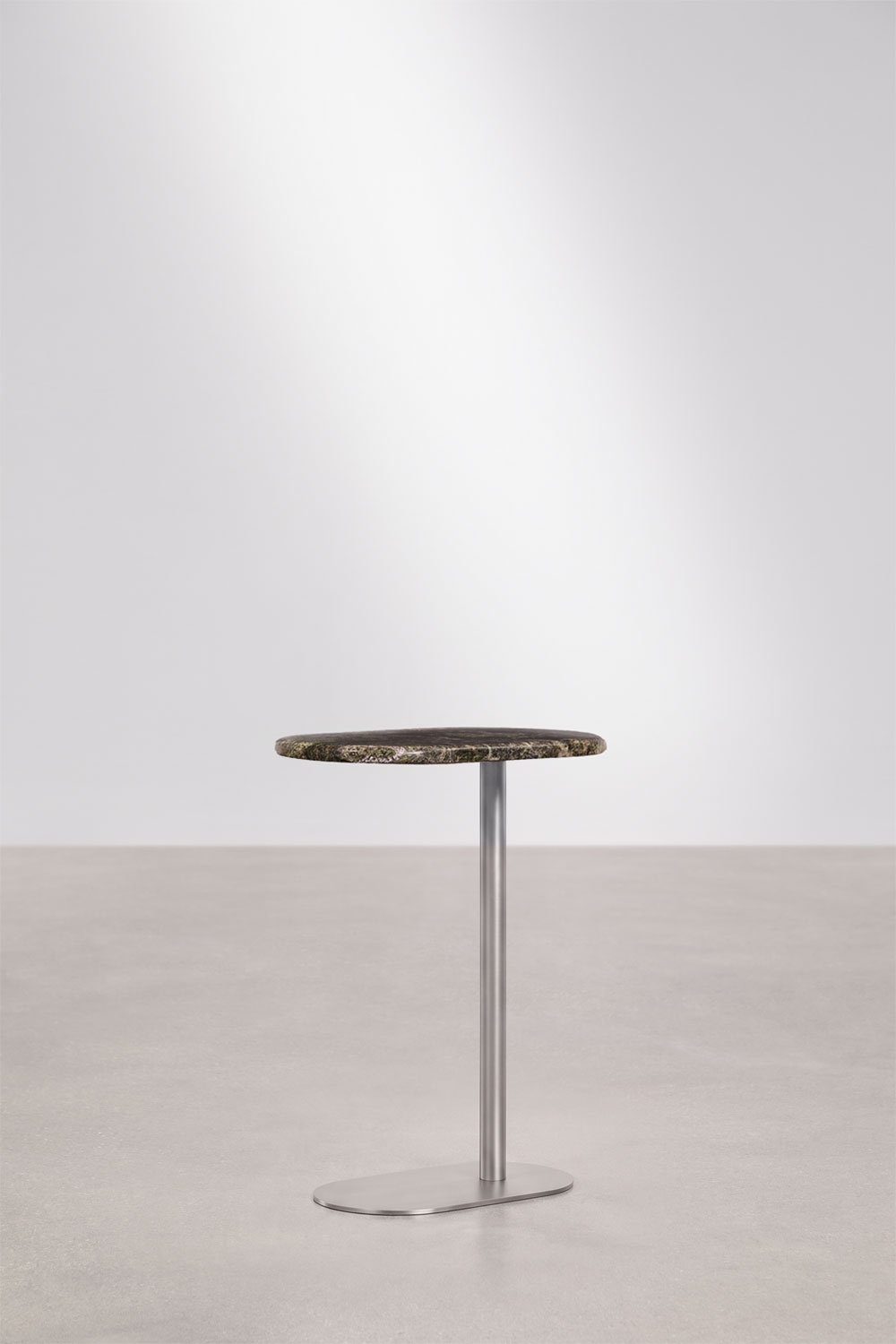 Table d'appoint de jardin ovale 45x25 cm en acier inoxydable et marbre Lumair, image de la galerie 3