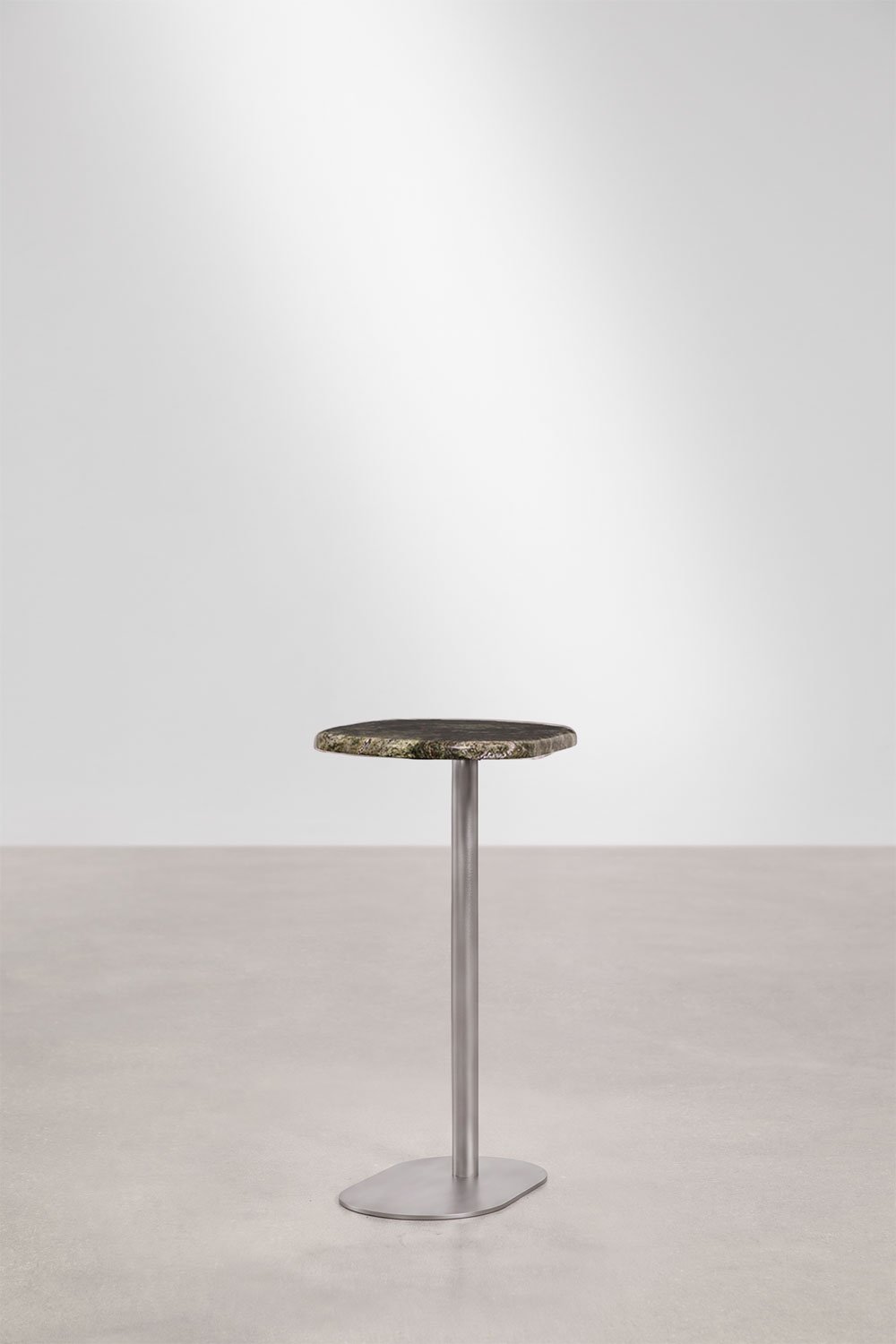 Table d'appoint de jardin ovale 45x25 cm en acier inoxydable et marbre Lumair, image de la galerie 4