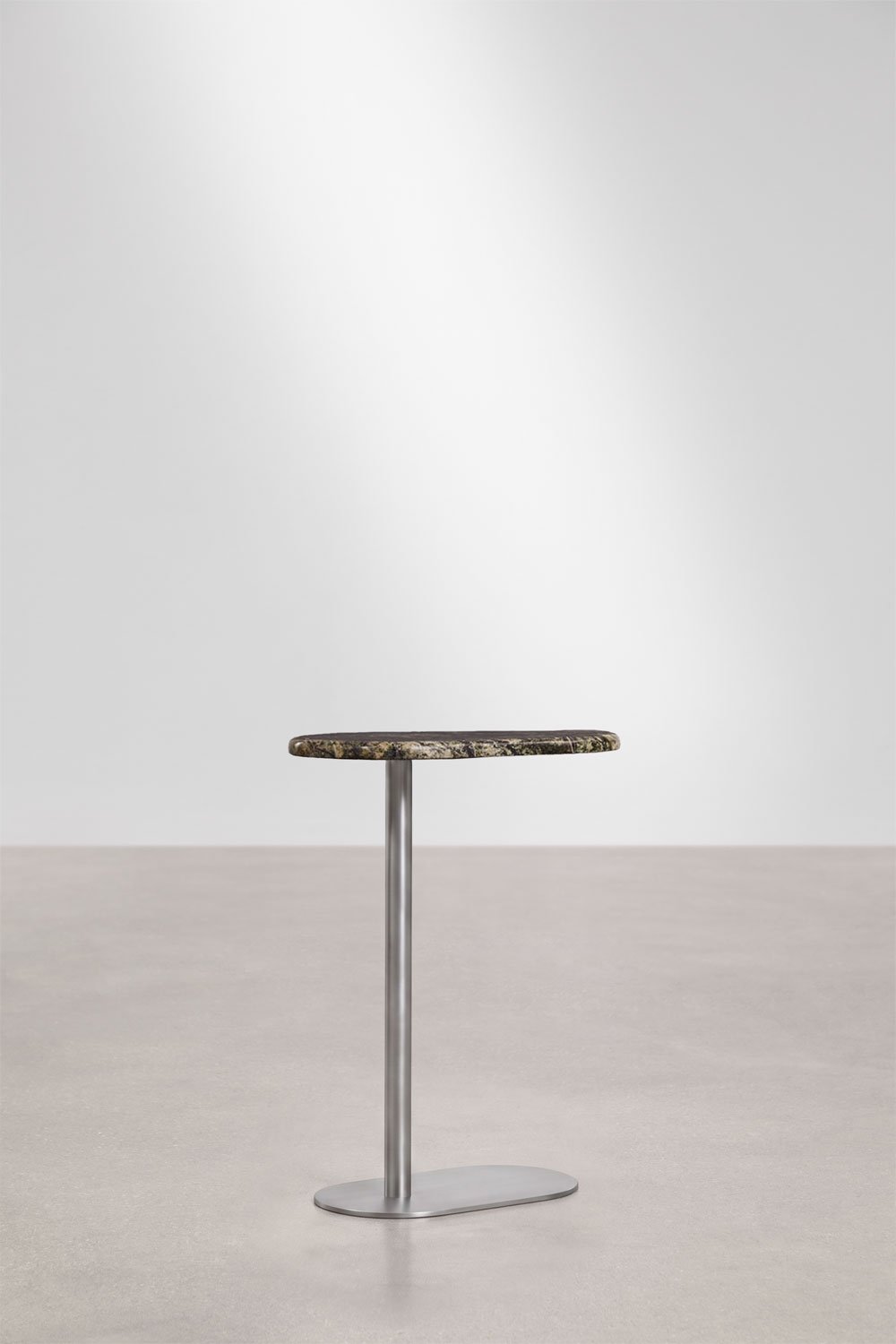 Table d'appoint de jardin ovale 45x25 cm en acier inoxydable et marbre Lumair, image de la galerie 5