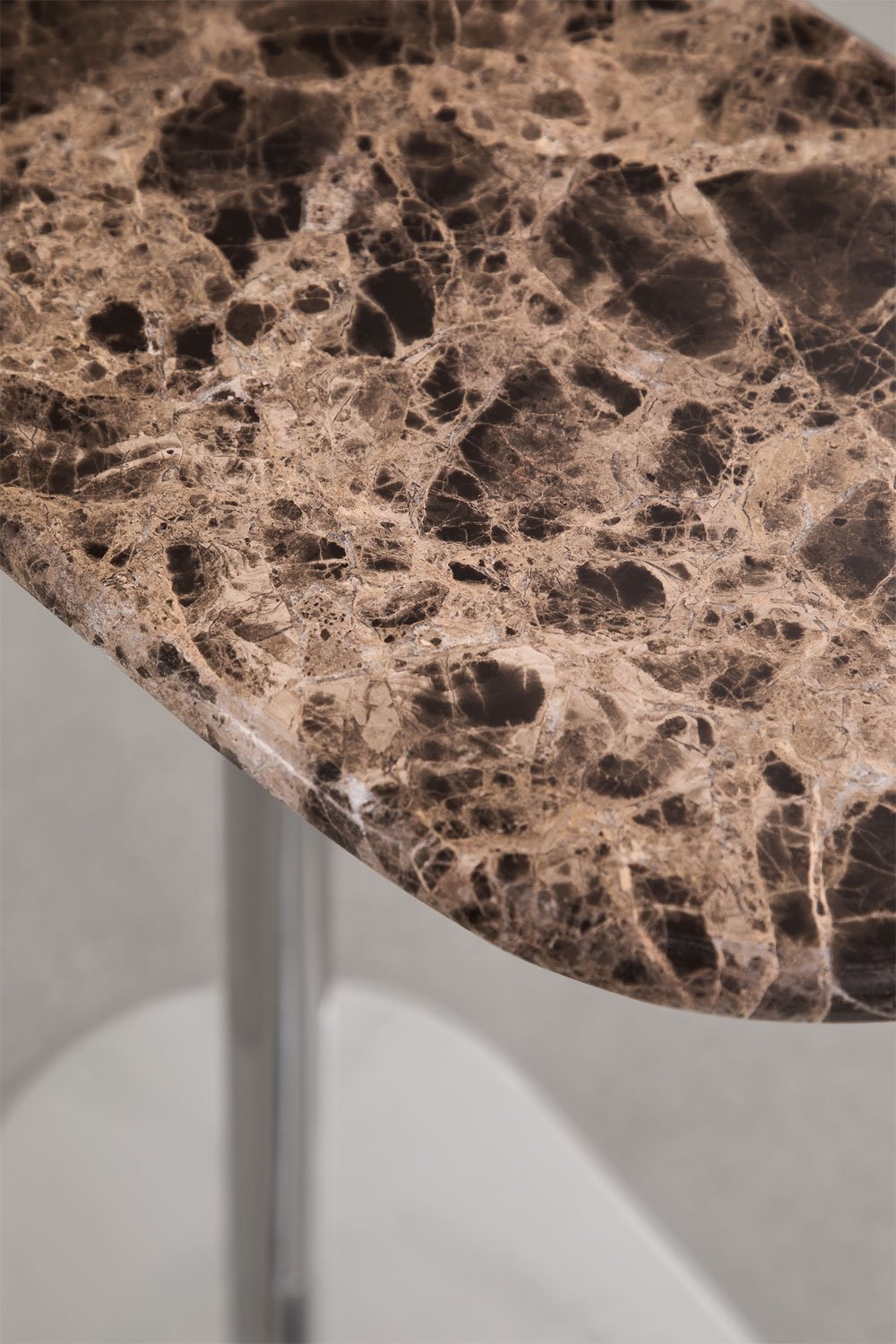 Table d'appoint de jardin ovale 45x25 cm en acier inoxydable et marbre Lumair, image de la galerie 6