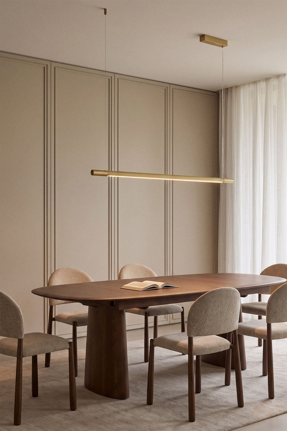 Suspension linéaire LED 120 cm avec lumière indirecte en aluminium Lirela, image de la galerie 1