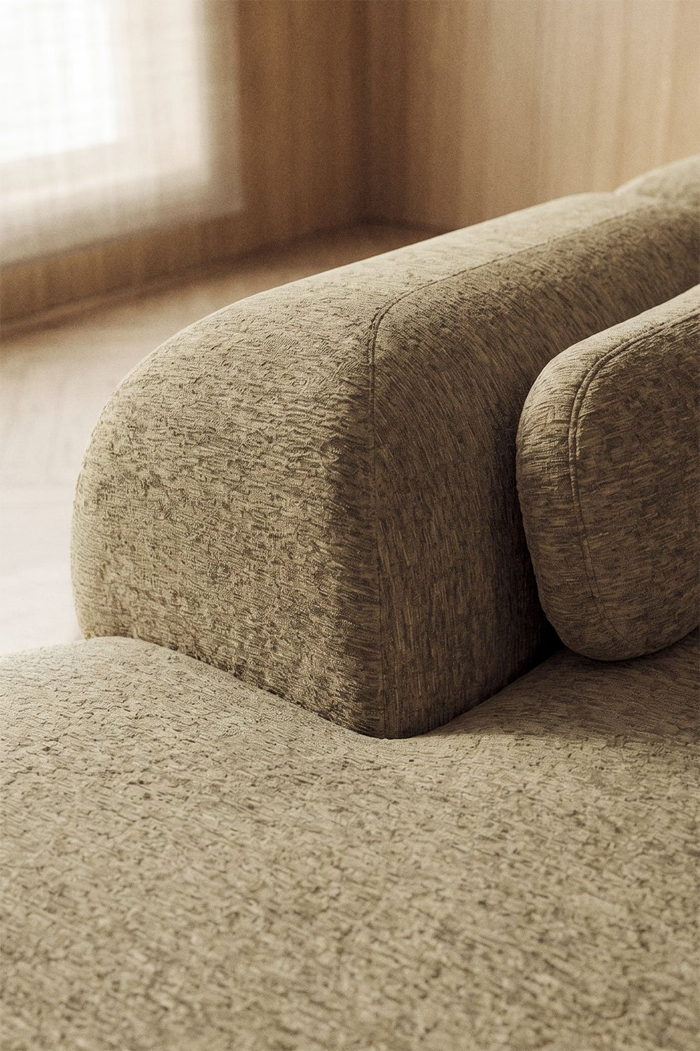 Canapé d'angle modulaire 4 pièces avec méridienne gauche en chenille emballé sous vide Mérida, image de la galerie 2