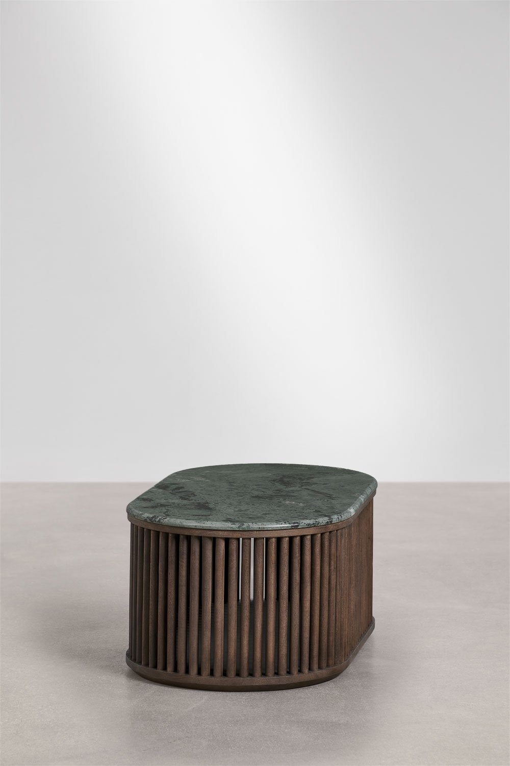 Table basse ovale 90x50 cm en bois de manguier et pierre naturelle Talix, image de la galerie 4