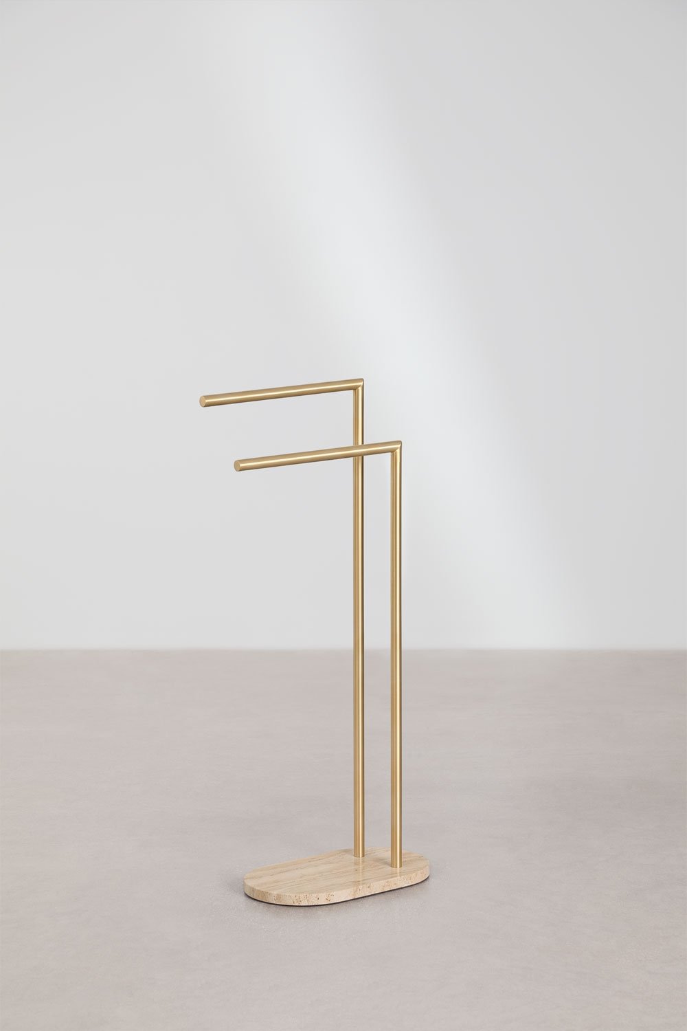 Porte-serviettes sur pied en pierre naturelle et acier inoxydable Eravni, image de la galerie 3
