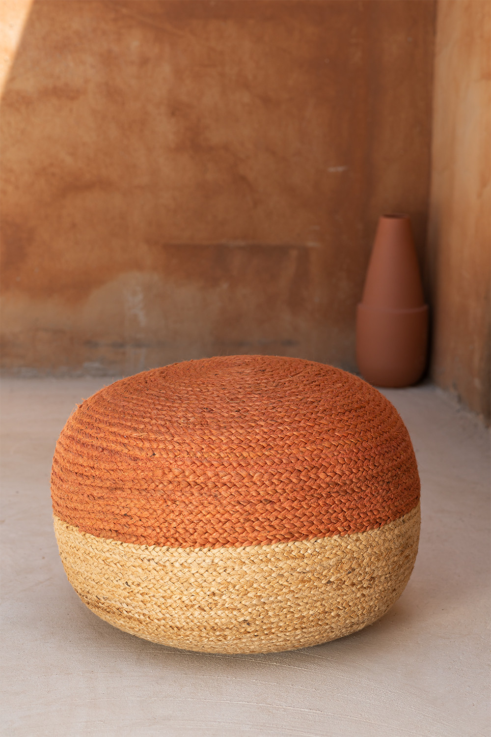 Pouf Rond en Jute Natur SKLUM