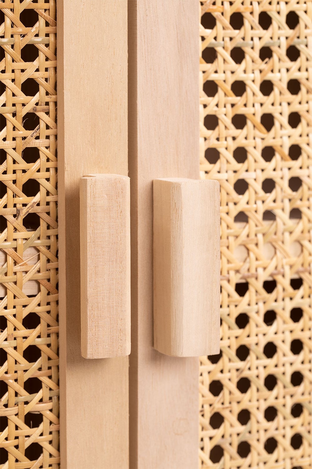 Buffet rectangulaire 100x40 cm en bois naturel avec 2 étagères Ralik, image de la galerie 6