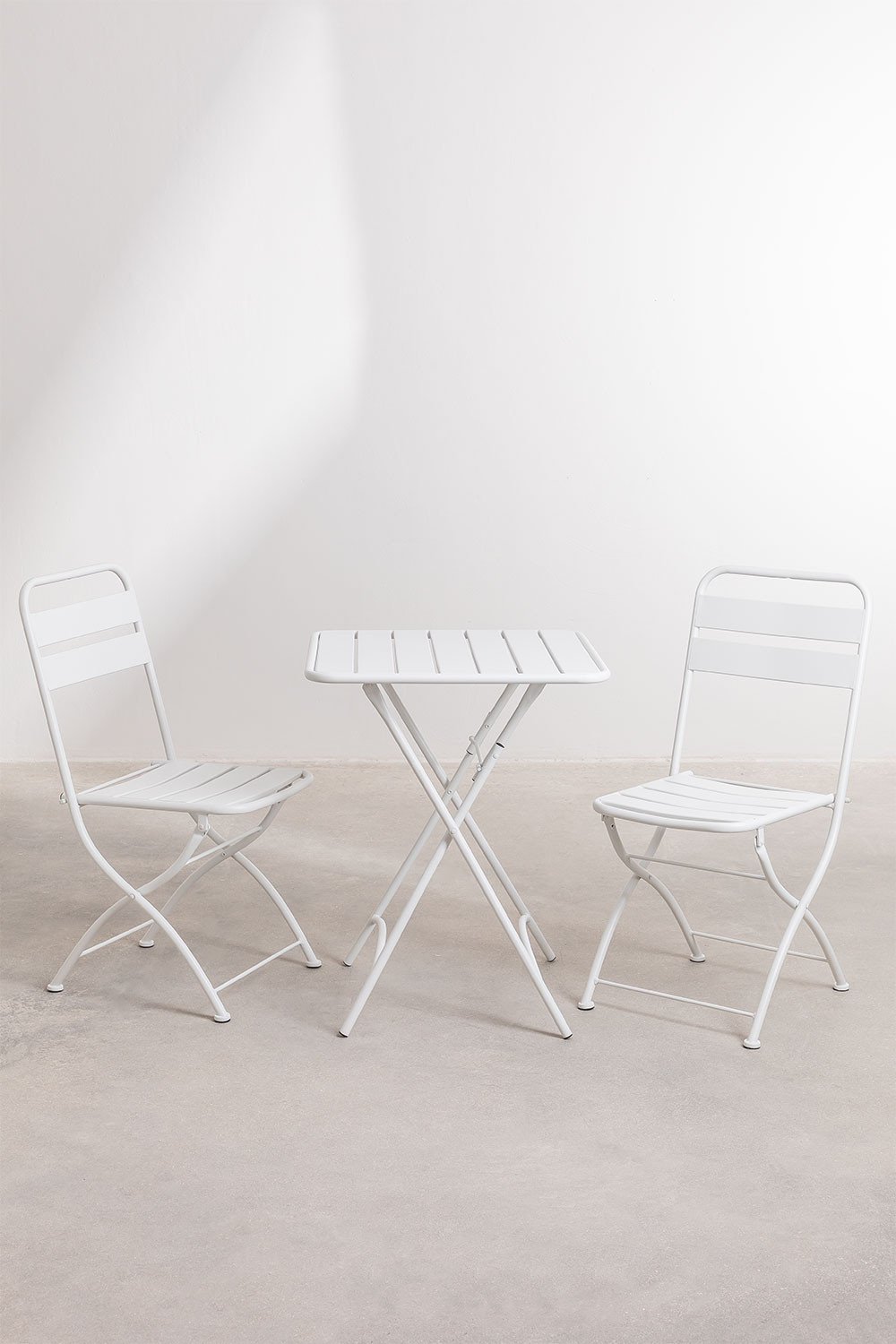 Ensemble table de jardin Janti (60x60 cm) et 2 chaises pliantes      , image de la galerie 2