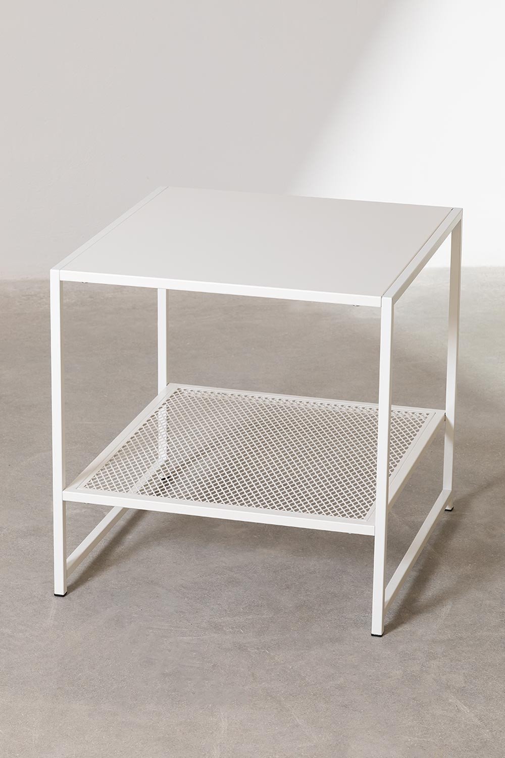 Table d'appoint carrée en acier avec grille (50,8x50,8 cm) Thura, image de la galerie 1