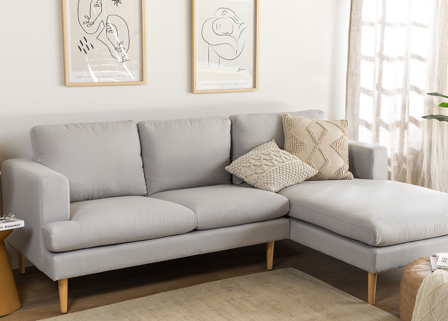 3 Seater Sofa Chaise Longue In Arnold, Grey Sofa Chaise Lounge