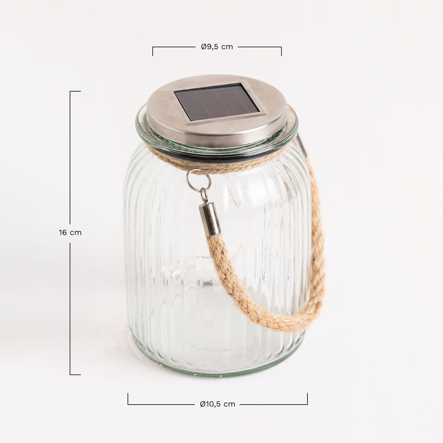 Solar glass jar with LED garland Pol, medidas
