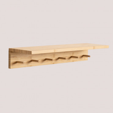 Gari Wall-mounted Bamboo Coat Rack & Shelf Natural - Sklum