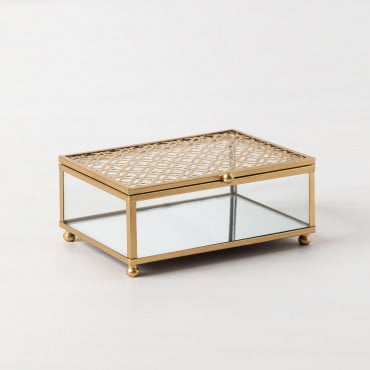 Sofie Glass Jewelry Box Golden - Sklum