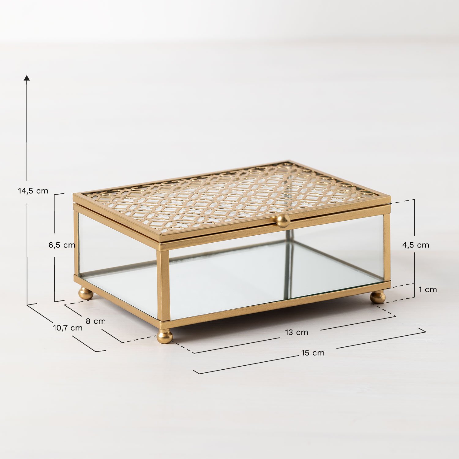 Sofie glass jewelry box, medidas