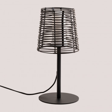 Wood Effect Outdoor Table Lamp Bissel Dark Brown - Sklum