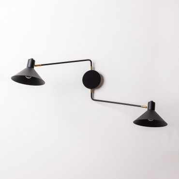Iron Wall Lamp With 2 Light Points Doble Twin Black - Sklum