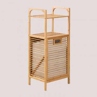 Lauren Bamboo Laundry Hamper With Shelf ↔︎ 39,5 Cm - Sklum
