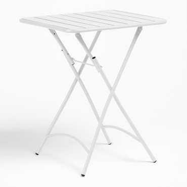 Foldable Square Kitchen Table 60x60 Cm In Steel Janti White - Sklum
