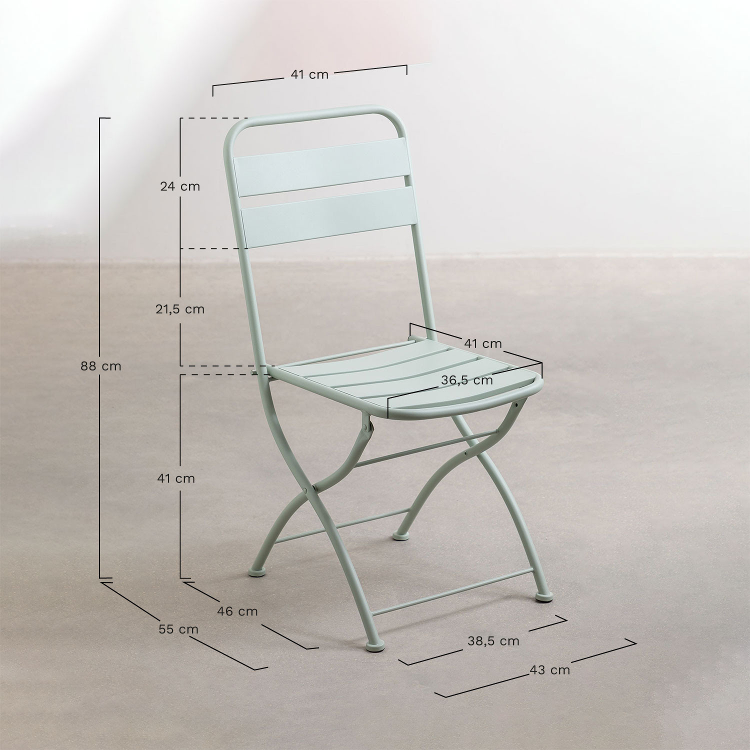 Folding Table Set (60X60 cm) & 2 Folding Chairs Janti , medidas