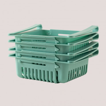Set Of 4 Fridge Organisers Denis Aquamarine Green - Sklum