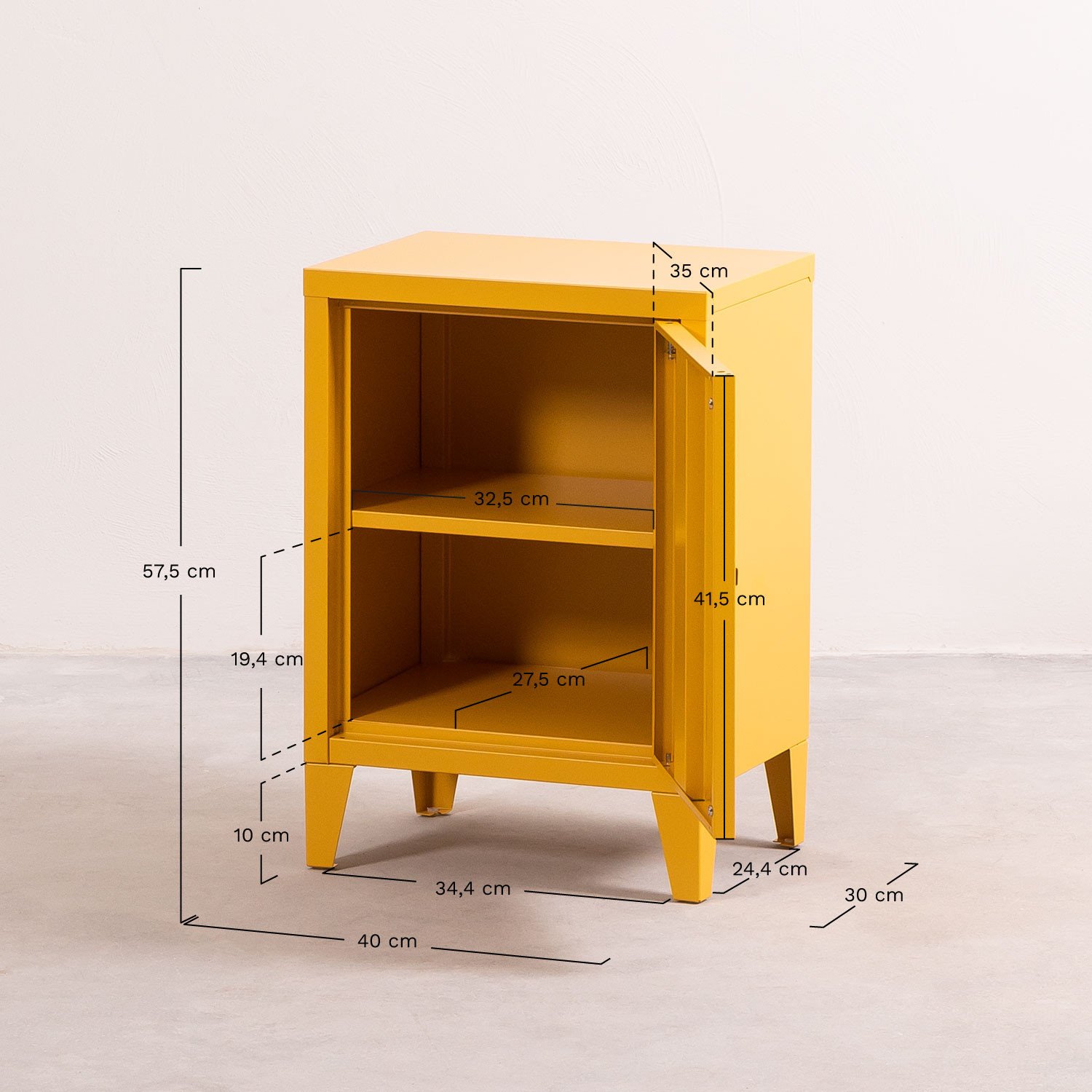 Pohpli Steel Locker Side Table, medidas