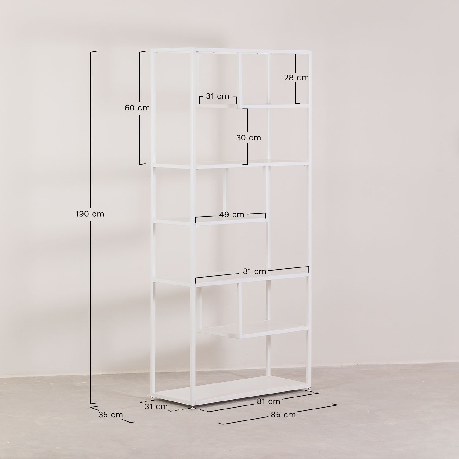 Thura Steel Bookcase , medidas