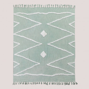Cotton Plaid Blanket Atug Celadon Green - Sklum